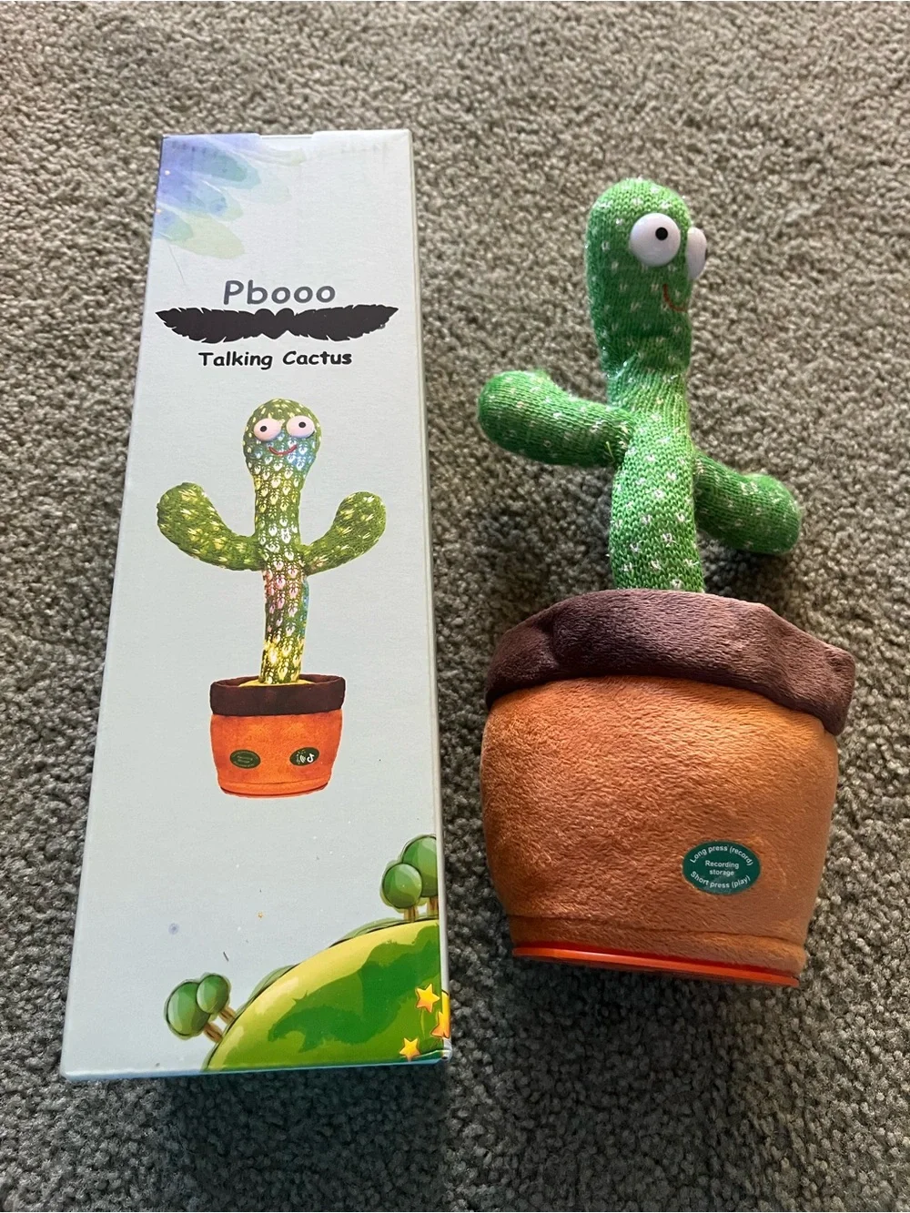 Green Talking Cactus Plush Planter